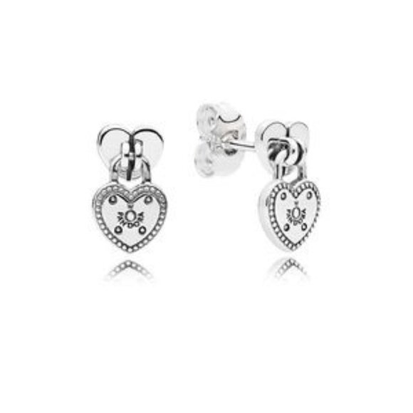 Pandora Heart-shaped Padlock Earrings - Picture 1 of 1